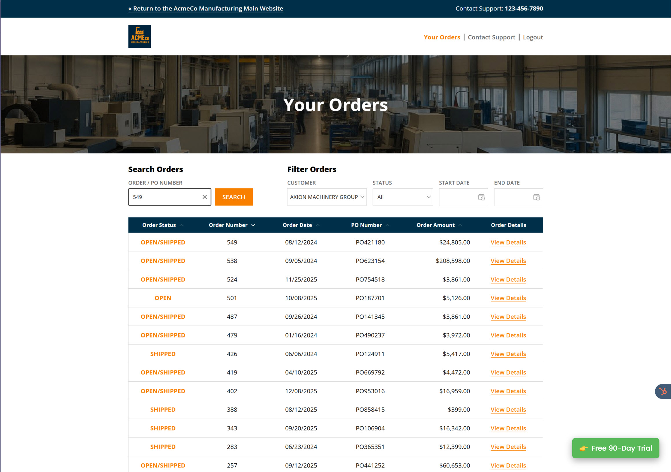 Detailed Order History
